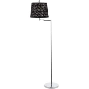 SAFAVIEH Lighting Collection Berman Modern Chrome/Black 60-inch Task Reading Floor Lamp (LED Bulb Included)