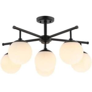 SAFAVIEH Lighting Collection Briette Retro Black Orb Flush Mount (LED Bulbs Included)(Black)