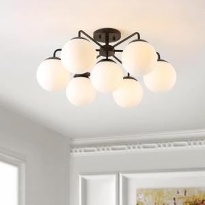 SAFAVIEH Lighting Collection Camdyn Sputnik Retro Black Orb Flush Mount (LED Bulbs Included)(Black)