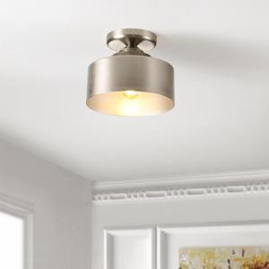 SAFAVIEH Lighting Collection Fenton Nickel Flush Mount (LED Bulbs Included)