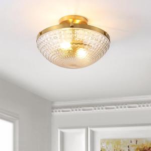 SAFAVIEH Lighting Collection Nienna Art Deco Clear/Gold Flush Mount (LED Bulbs Included)