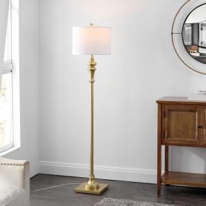 SAFAVIEH Lighting Collection Norla White Farmhouse 61-inch Standing Floor Lamp (LED Bulb Included)(Gold)