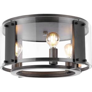 SAFAVIEH Lighting Collection Olen Modern Chrome/Black Flush Mount (LED Bulbs Included)