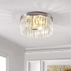 SAFAVIEH Lighting Collection Ruslen Art Deco Nickel Crystal Flush Mount (LED Bulbs Included)