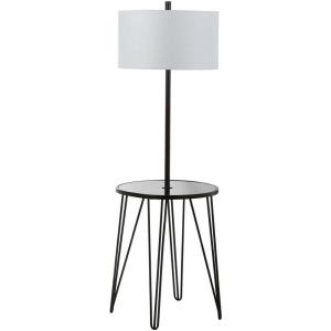 Safavieh FLL4010A Lighting Collection Ciro 58″ Side Table Black Floor Lamp, Metal