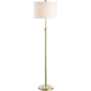 Safavieh Lighting Pierson Adjustable Brass Gold and Frost White Floor Lamp (LED Bulb Included)