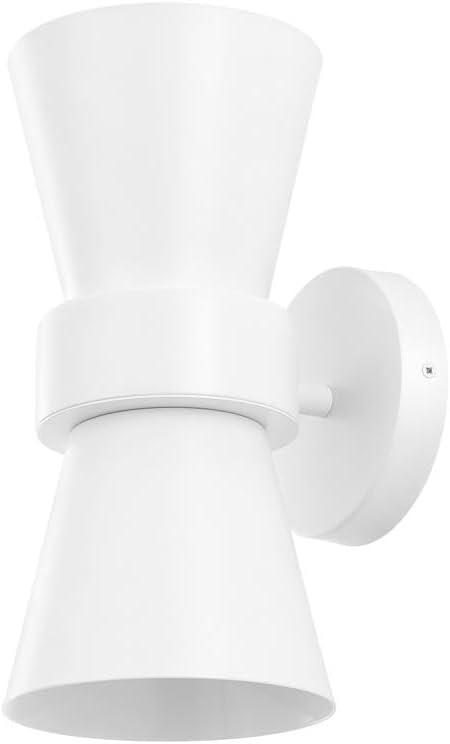 image:imageSAFAVIEH Lighting Collection Bynner Brass Modern Wall Sconce Set of 2 Light Fixture Ideal for Bathroom Entryway Vanity Foyer Hallway Living Room LED Bulbs IncludedWhite