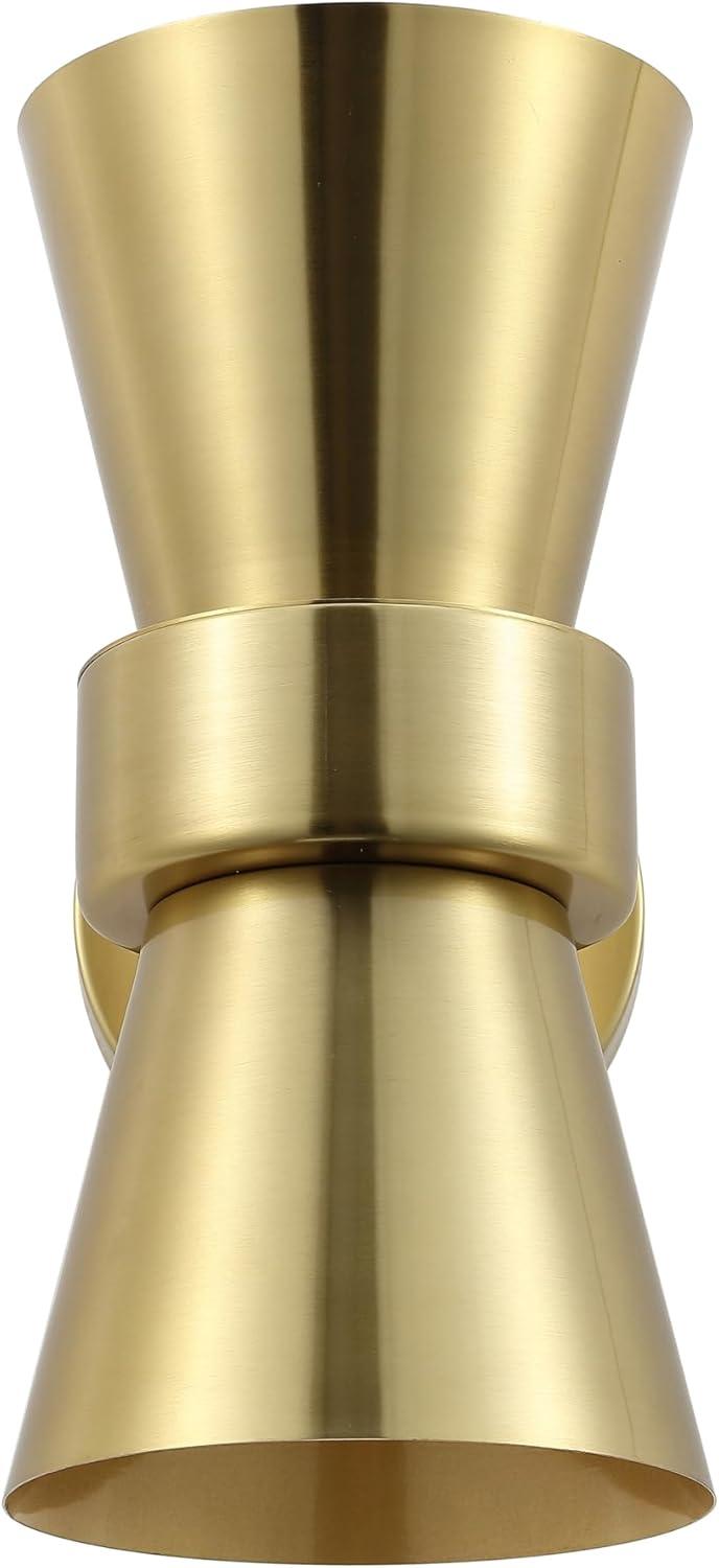 image:imageSAFAVIEH Lighting Collection Bynner Brass Modern Wall Sconce Set of 2 Light Fixture Ideal for Bathroom Entryway Vanity Foyer Hallway Living Room LED Bulbs IncludedBrass