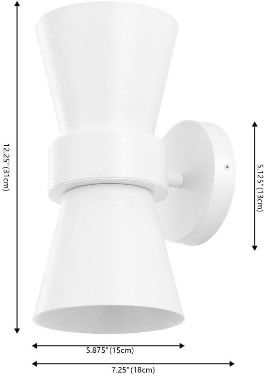 image:imageSAFAVIEH Lighting Collection Bynner Brass Modern Wall Sconce Set of 2 Light Fixture Ideal for Bathroom Entryway Vanity Foyer Hallway Living Room LED Bulbs IncludedWhite