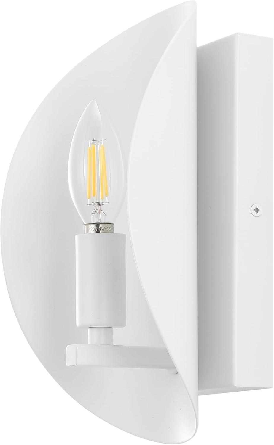 image:imageSAFAVIEH Lighting Collection Calluna White Wall Sconce Set of 2 Light Fixture Ideal for Bathroom Entryway Vanity Foyer Hallway Living Room LED Bulbs IncludedWhite