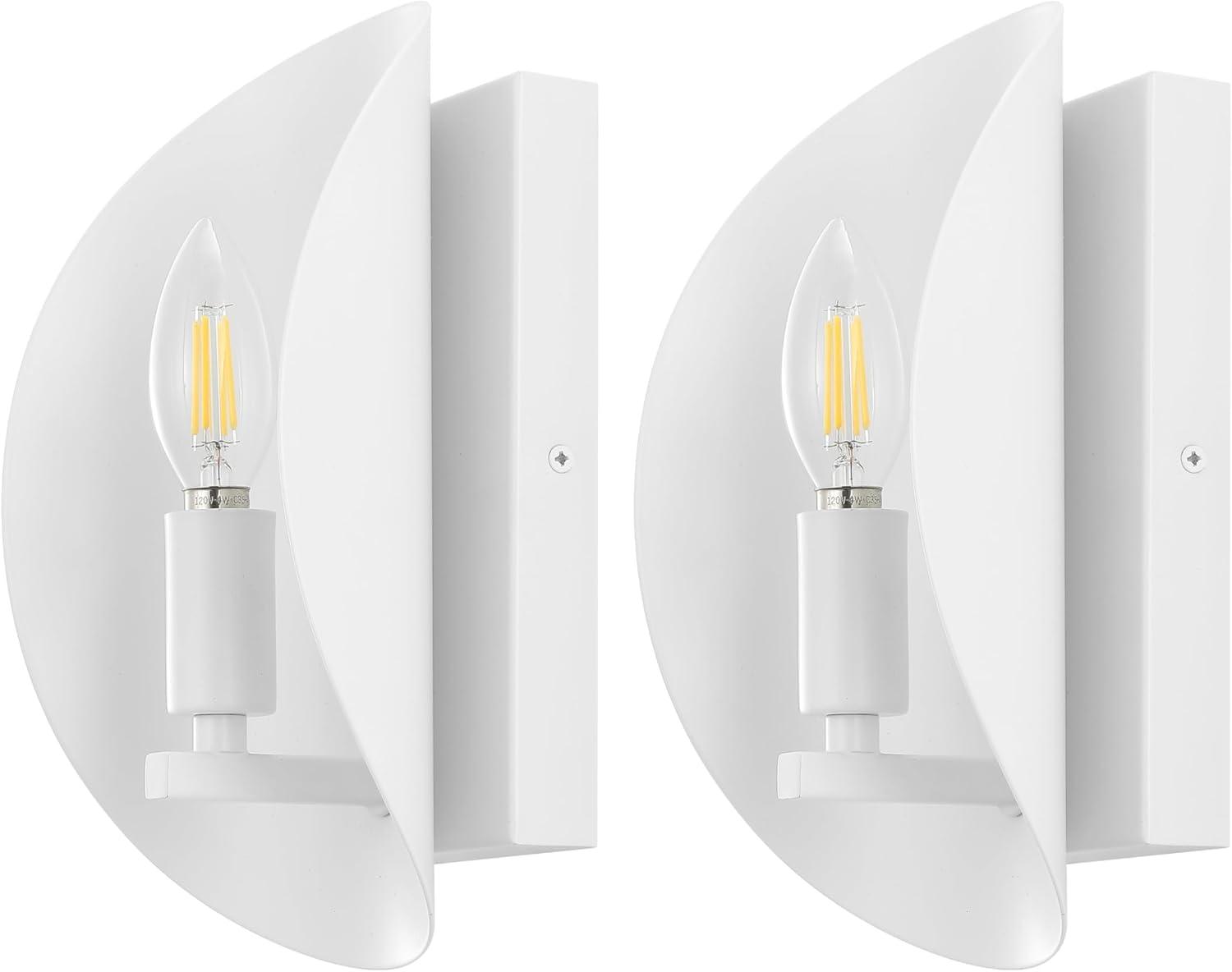 image:imageSAFAVIEH Lighting Collection Calluna White Wall Sconce Set of 2 Light Fixture Ideal for Bathroom Entryway Vanity Foyer Hallway Living Room LED Bulbs IncludedWhite