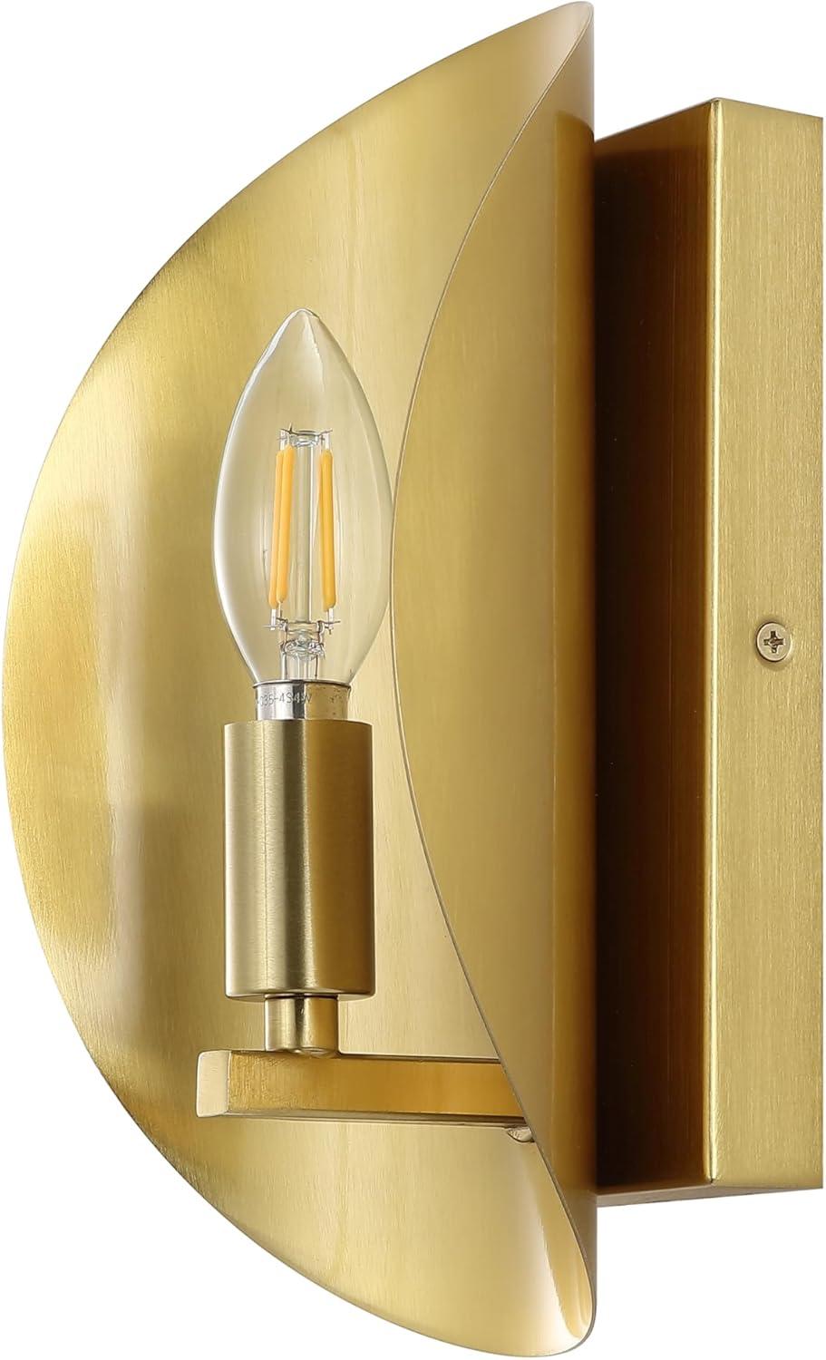 image:imageSAFAVIEH Lighting Collection Calluna White Wall Sconce Set of 2 Light Fixture Ideal for Bathroom Entryway Vanity Foyer Hallway Living Room LED Bulbs IncludedBrass