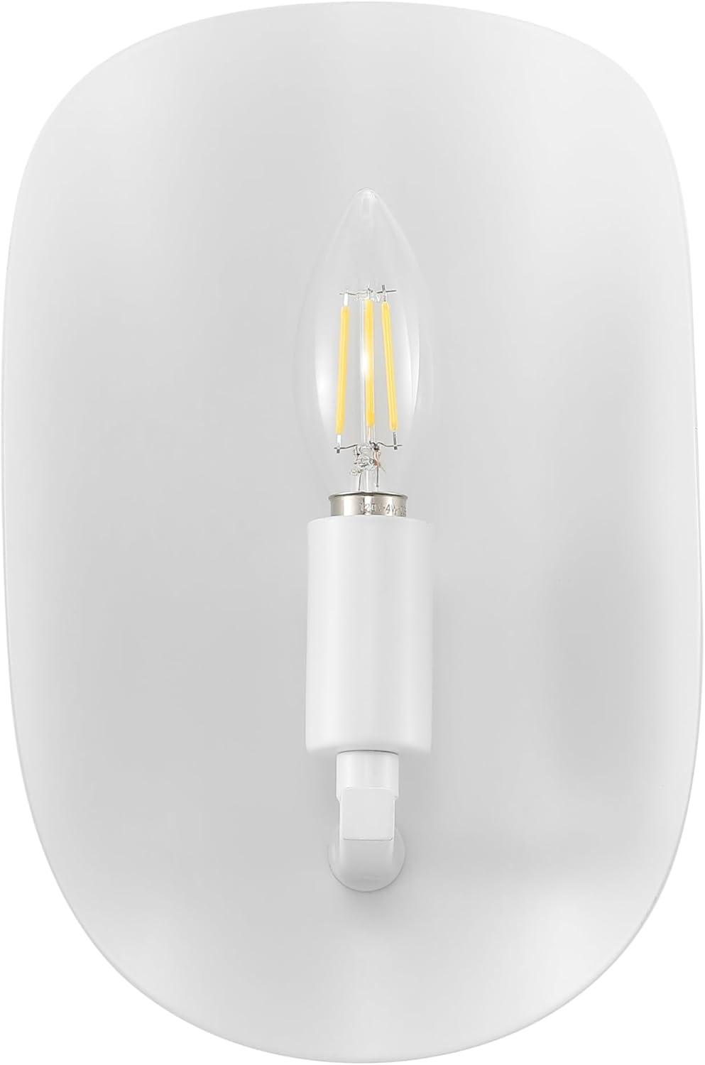 image:imageSAFAVIEH Lighting Collection Calluna White Wall Sconce Set of 2 Light Fixture Ideal for Bathroom Entryway Vanity Foyer Hallway Living Room LED Bulbs IncludedWhite