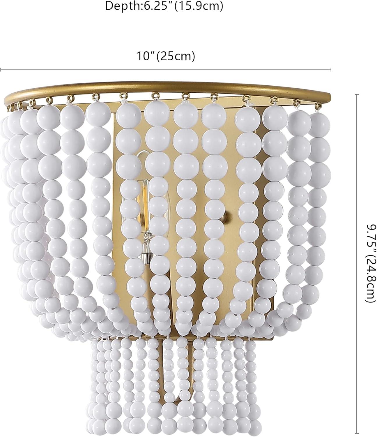 image:imageSAFAVIEH Lighting Collection Celyn Contemporary Boho WhiteBrass Beaded Single Wall Sconce