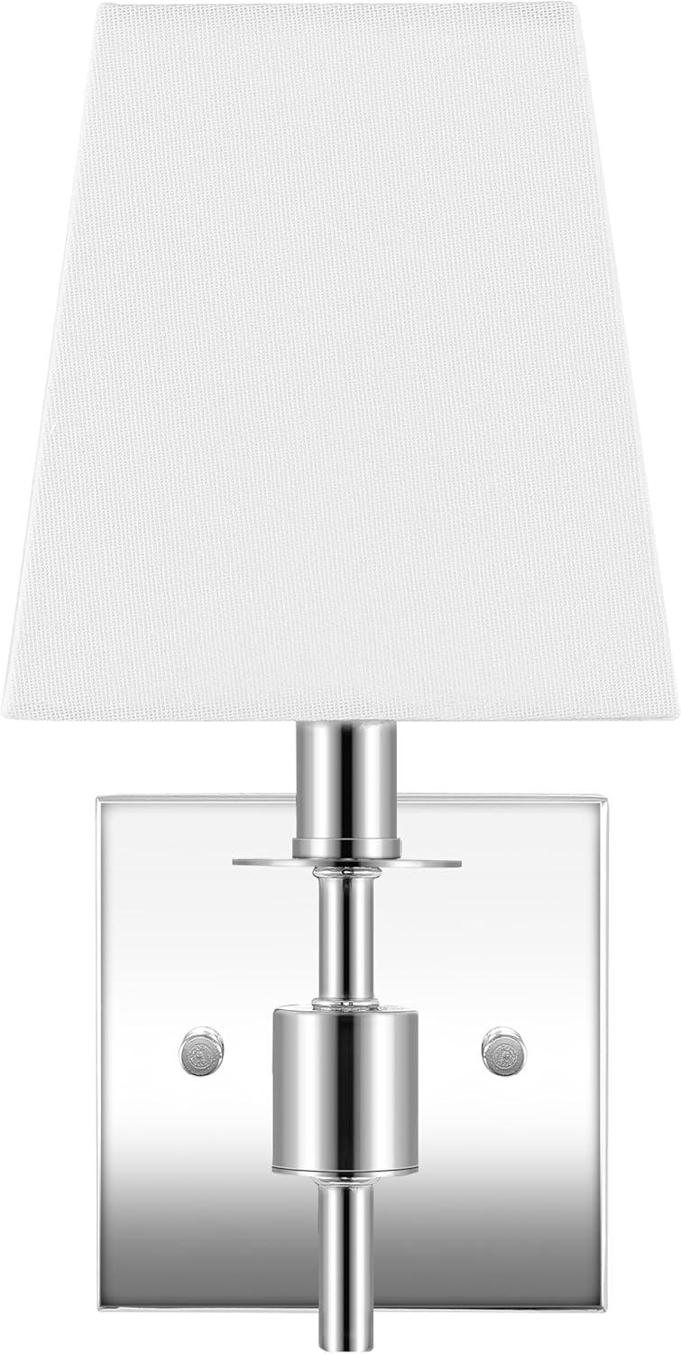 image:imageSAFAVIEH Lighting Collection Clauren Chrome Wall Sconce Set of 2 Light Fixture with White Shade Ideal for Bathroom Entryway Vanity Foyer Hallway Living Room LED Bulbs IncludedChrome
