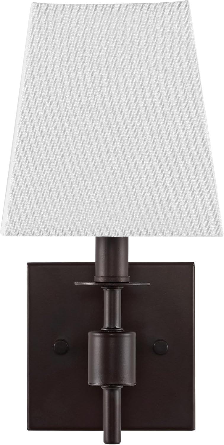 image:imageSAFAVIEH Lighting Collection Clauren Chrome Wall Sconce Set of 2 Light Fixture with White Shade Ideal for Bathroom Entryway Vanity Foyer Hallway Living Room LED Bulbs IncludedOil Rub Bronze