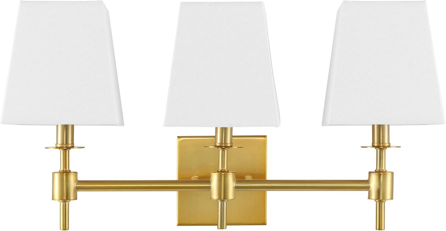 image:imageSAFAVIEH Lighting Collection Clelia Black 3Light Wall Sconce Light Fixture with White Shade Ideal for Bathroom Entryway Vanity Foyer Hallway Living Room LED Bulbs IncludedBrass