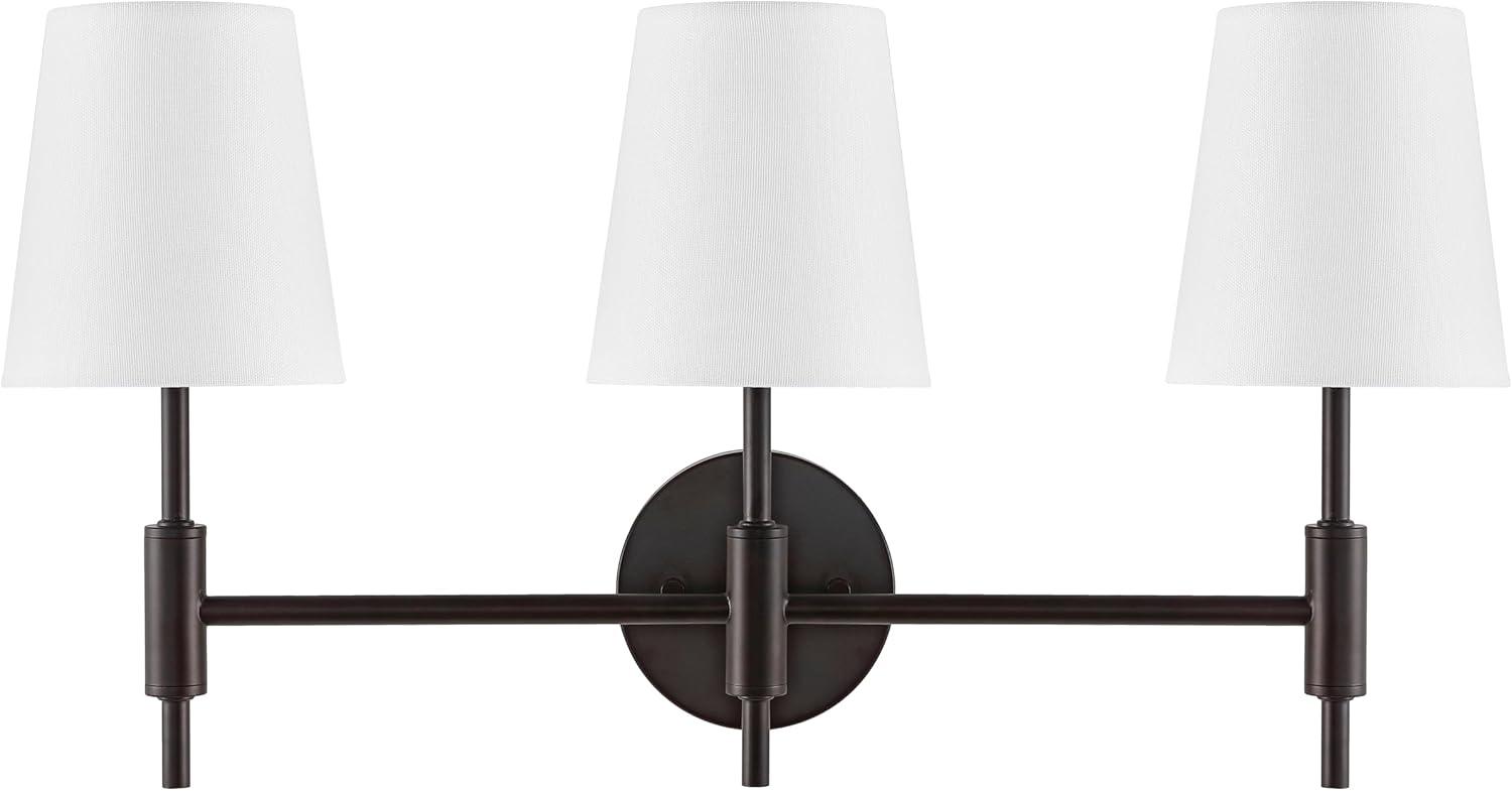 image:imageSAFAVIEH Lighting Collection Darya Brass 3Light Wall Sconce Light Fixture with White Shade Ideal for Bathroom Entryway Vanity Over Mirror Foyer Hallway Living Room LED Bulbs IncludedBlack