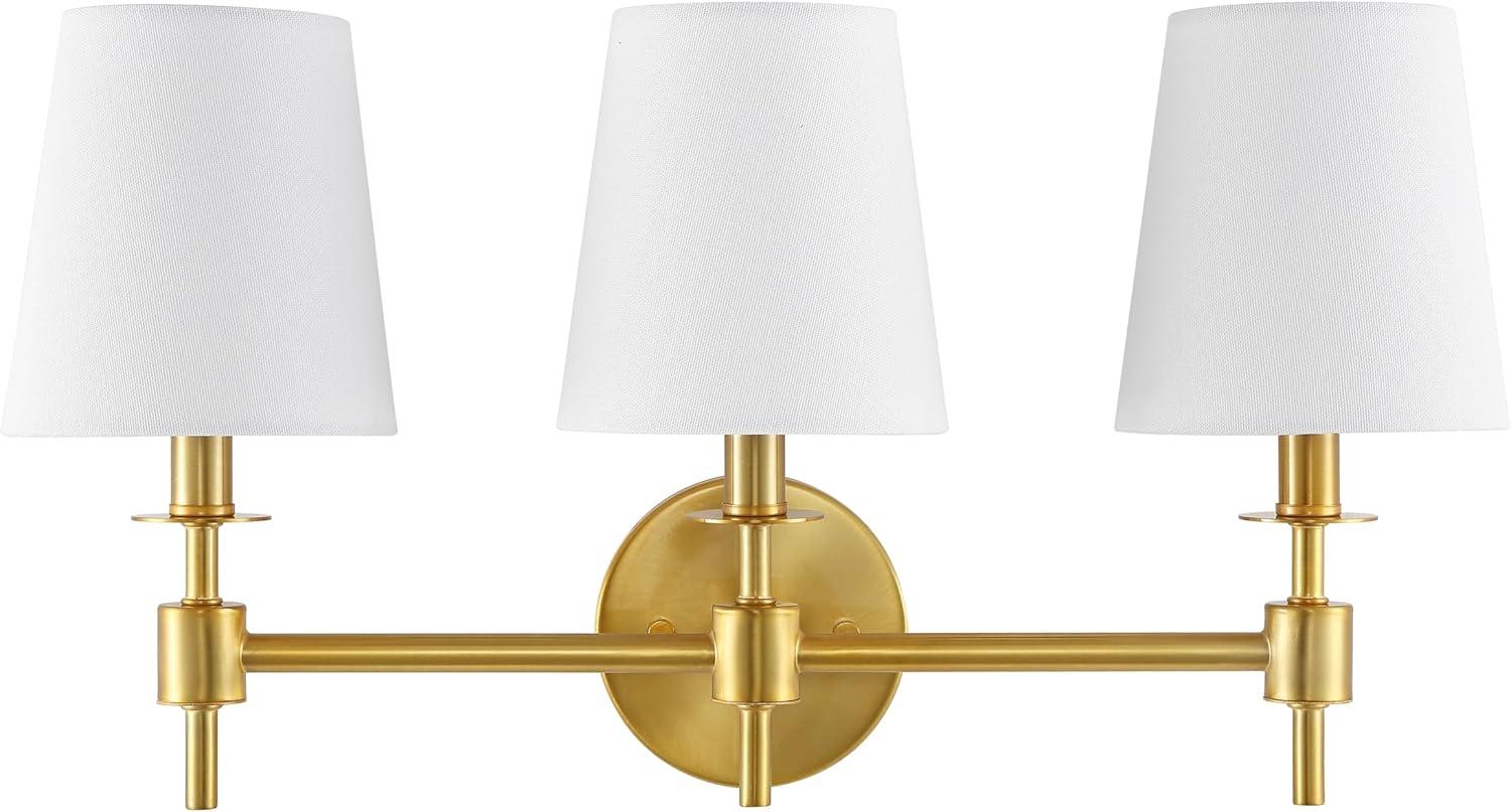 image:imageSAFAVIEH Lighting Collection Davielle Black 3Light Wall Sconce Light Fixture with White Shade Ideal for Bathroom Entryway Vanity Over Mirror Foyer Hallway Living Room LED Bulbs IncludedBrass