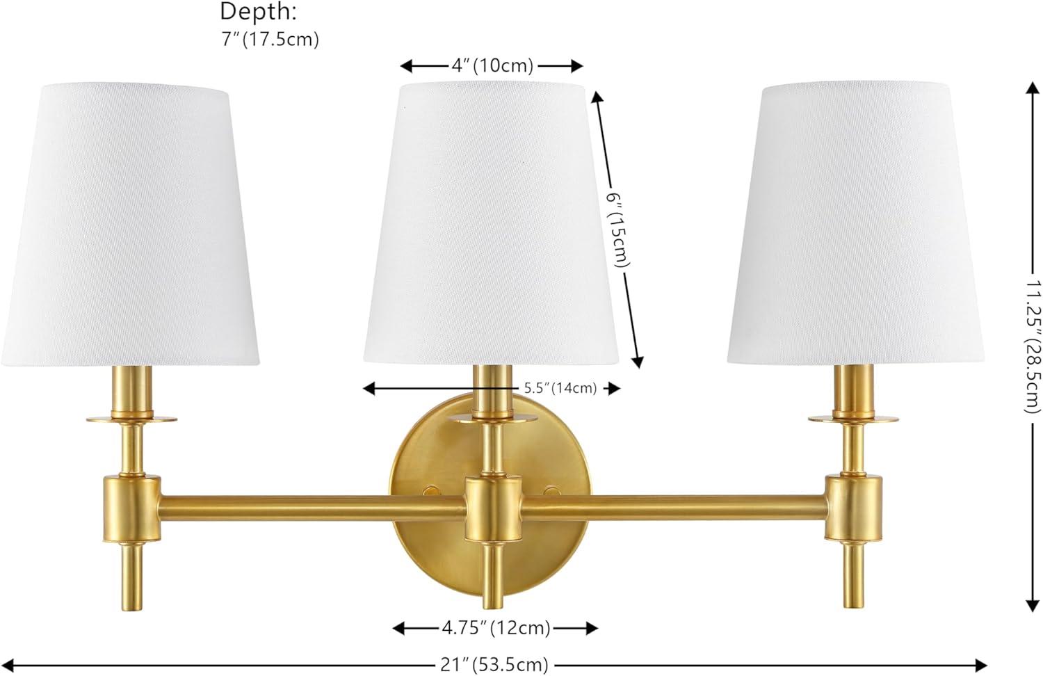 image:imageSAFAVIEH Lighting Collection Davielle Black 3Light Wall Sconce Light Fixture with White Shade Ideal for Bathroom Entryway Vanity Over Mirror Foyer Hallway Living Room LED Bulbs IncludedBrass