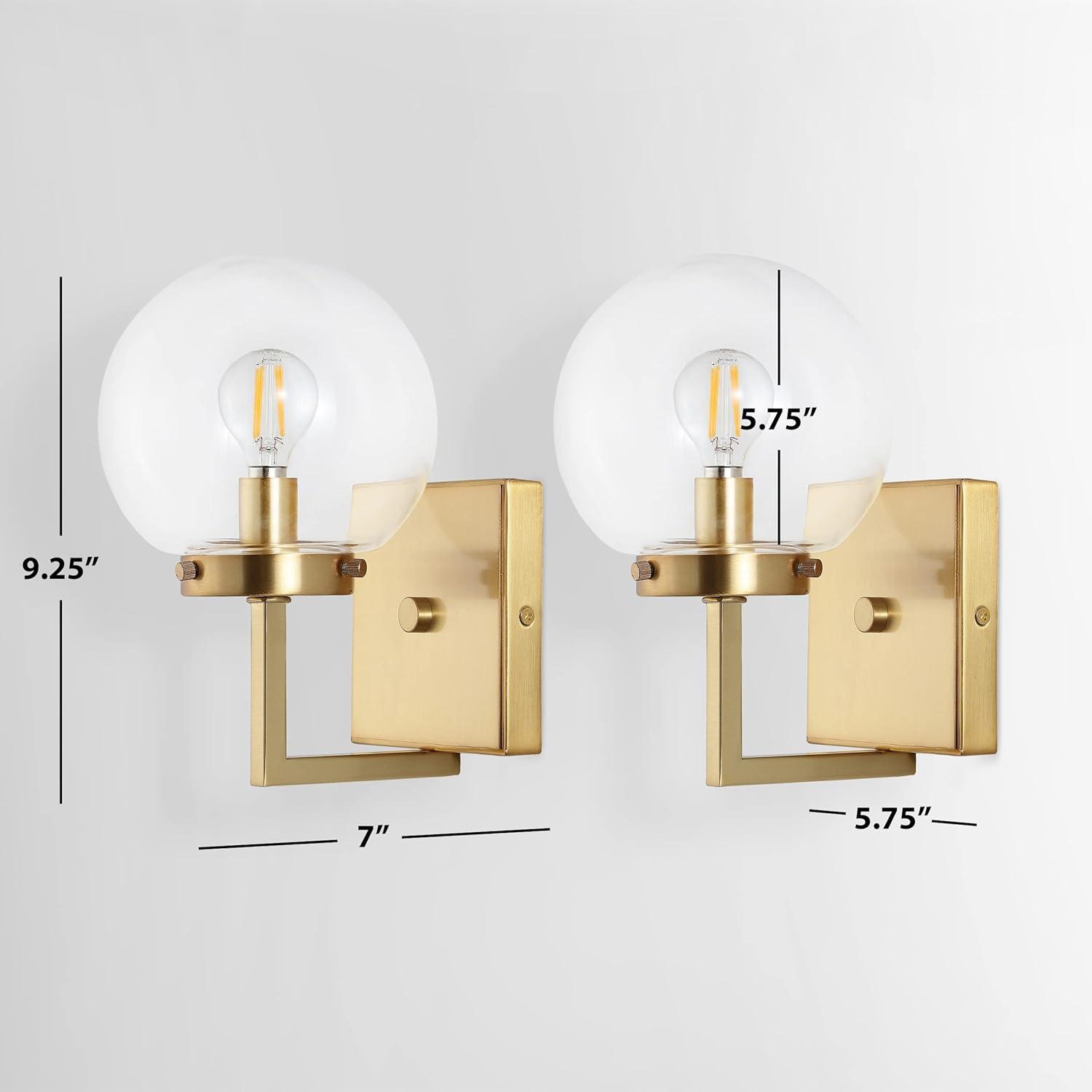 image:imageSAFAVIEH Lighting Collection Ganon Contemporary BrassClear Orb Wall Sconce Set of 2BrassClear