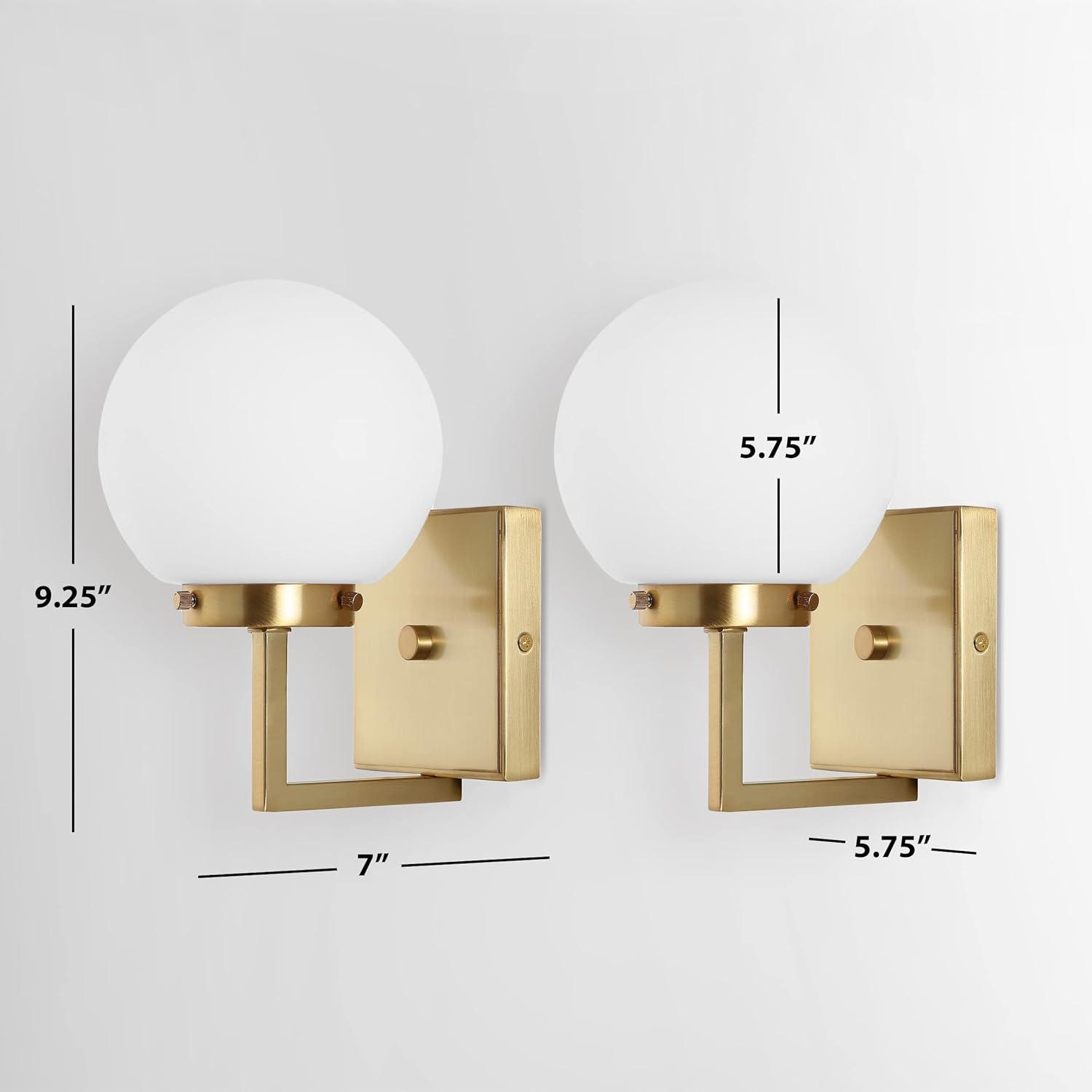 image:imageSAFAVIEH Lighting Collection Ganon Contemporary BrassClear Orb Wall Sconce Set of 2BrassWhite