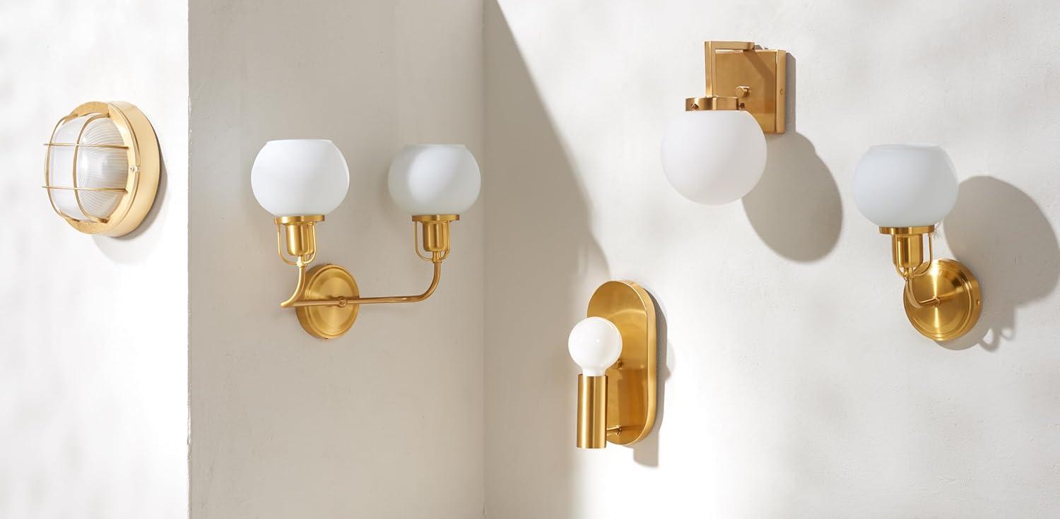 image:imageSAFAVIEH Lighting Collection Ganon Contemporary BrassClear Orb Wall Sconce Set of 2BrassWhite