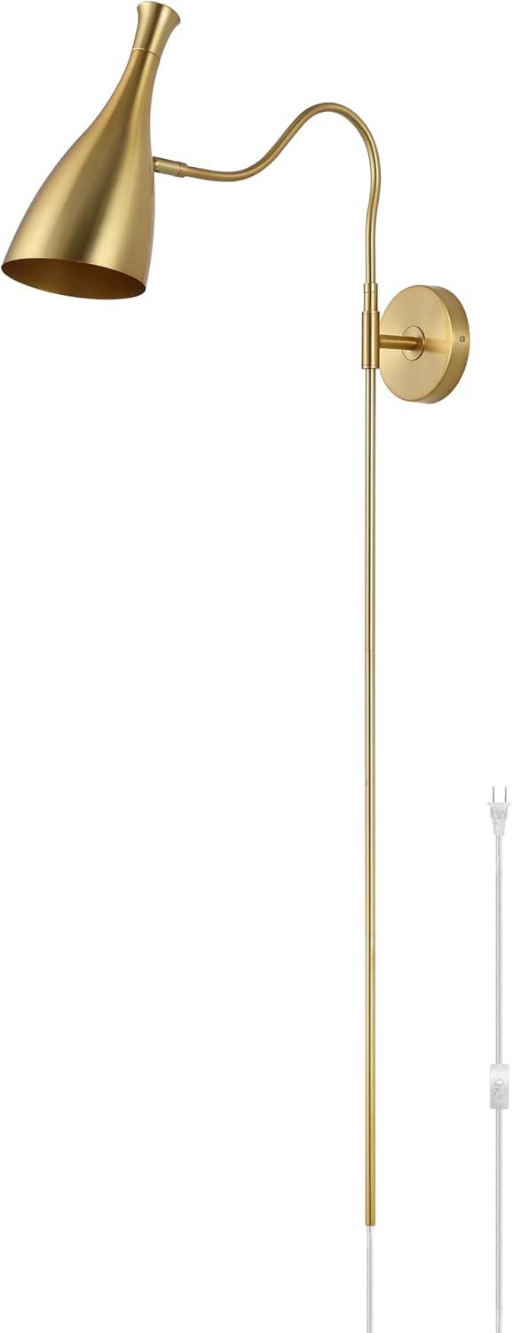 image:imageSAFAVIEH Lighting Collection Hellene Brass 1light Swing Arm Wall Sconce Light Fixture Ideal for Bathroom Entryway Vanity Foyer Hallway Living Room LED Bulb Included