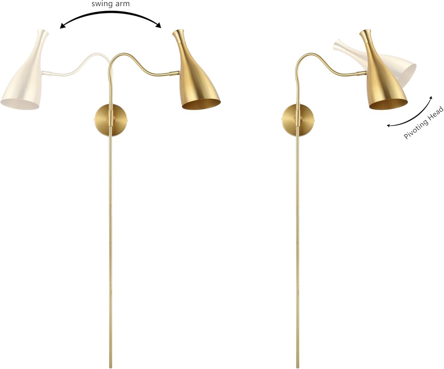 image:imageSAFAVIEH Lighting Collection Hellene Brass 1light Swing Arm Wall Sconce Light Fixture Ideal for Bathroom Entryway Vanity Foyer Hallway Living Room LED Bulb Included