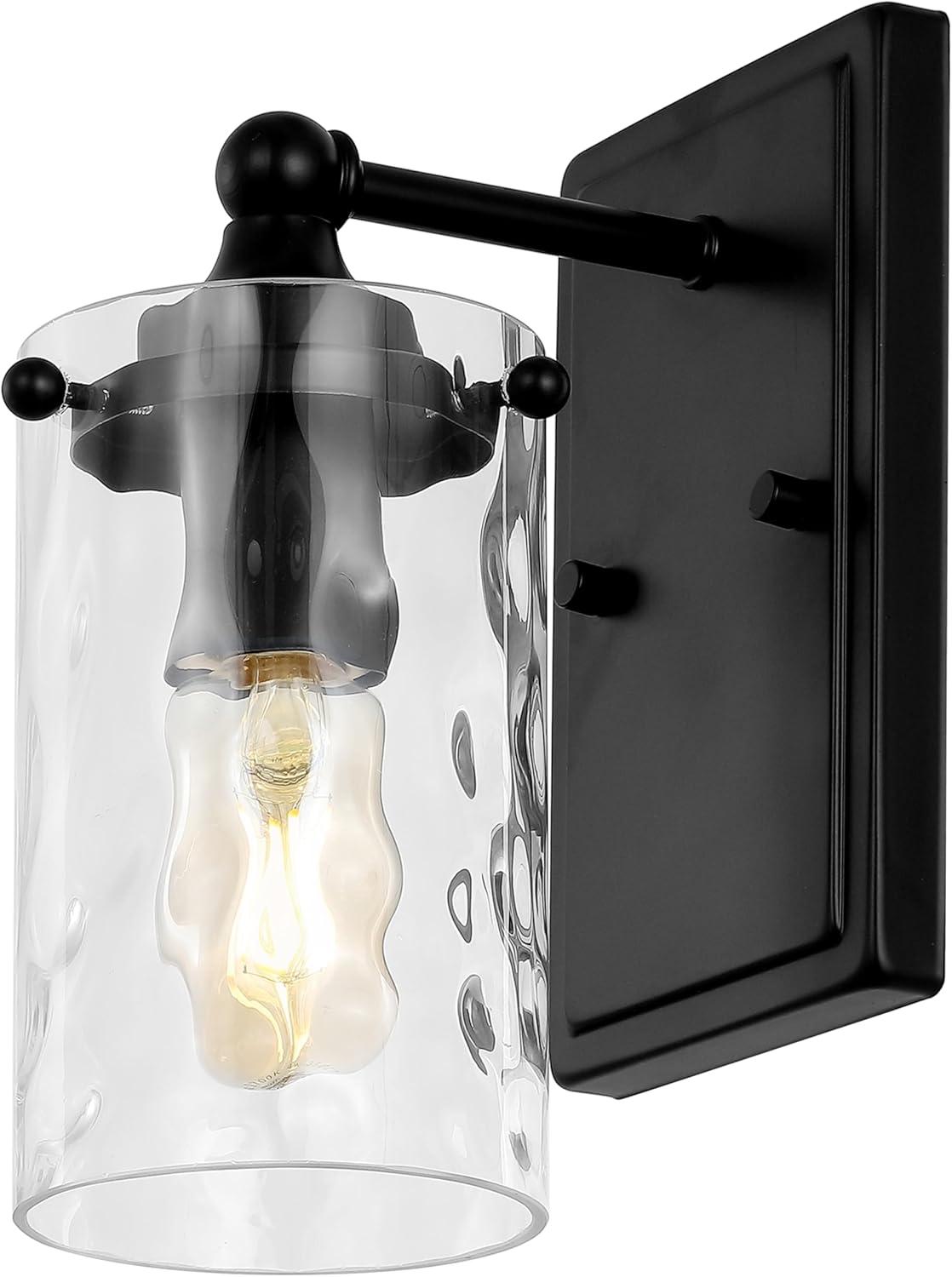 image:imageSAFAVIEH Lighting Collection Jobie BrassGlass Shade Wall Sconce Set of 2 Light Fixture Ideal for Bathroom Entryway Vanity Foyer Hallway Living Room LED Bulbs IncludedBlack