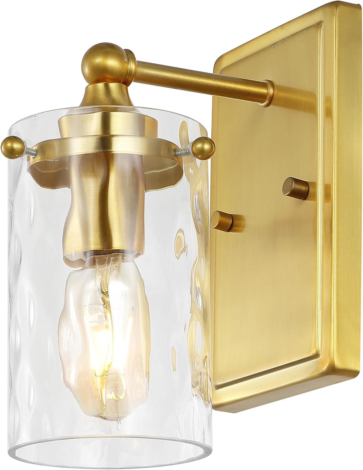 image:imageSAFAVIEH Lighting Collection Jobie BrassGlass Shade Wall Sconce Set of 2 Light Fixture Ideal for Bathroom Entryway Vanity Foyer Hallway Living Room LED Bulbs IncludedBrass