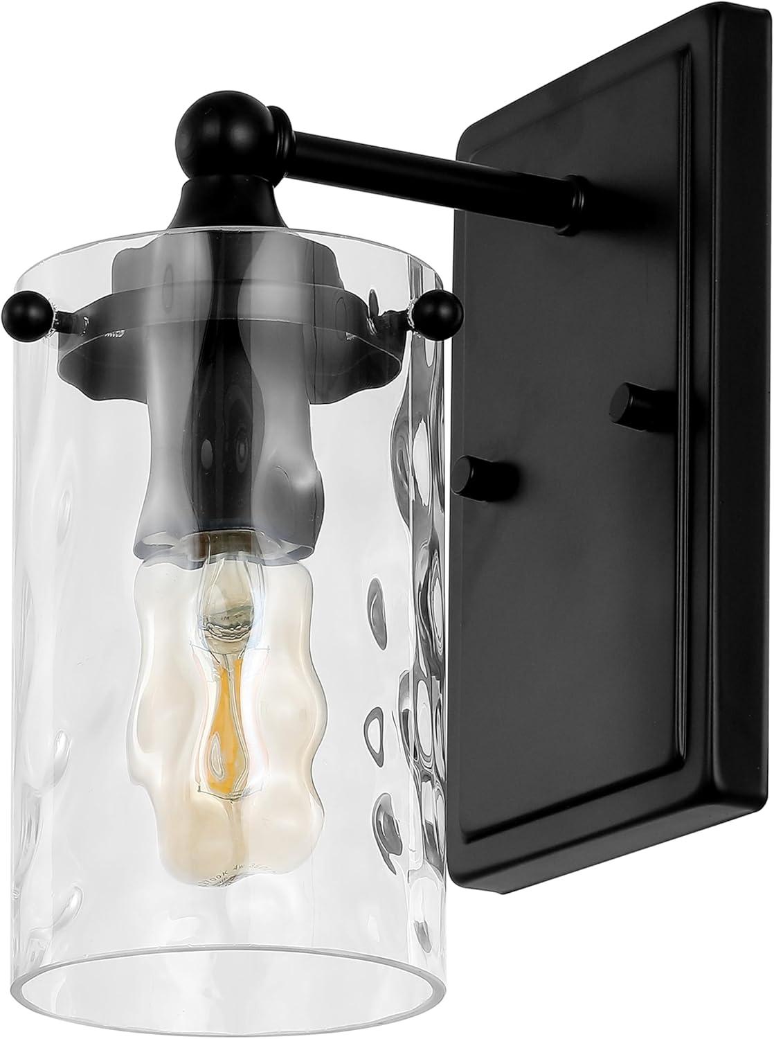 image:imageSAFAVIEH Lighting Collection Jobie BrassGlass Shade Wall Sconce Set of 2 Light Fixture Ideal for Bathroom Entryway Vanity Foyer Hallway Living Room LED Bulbs IncludedBlack