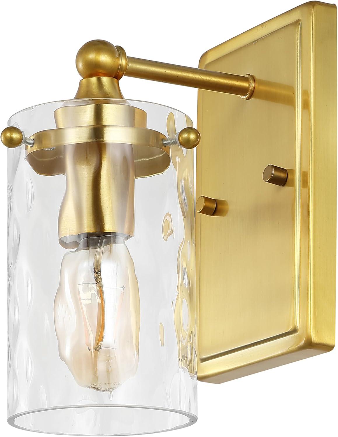 image:imageSAFAVIEH Lighting Collection Jobie BrassGlass Shade Wall Sconce Set of 2 Light Fixture Ideal for Bathroom Entryway Vanity Foyer Hallway Living Room LED Bulbs IncludedBrass