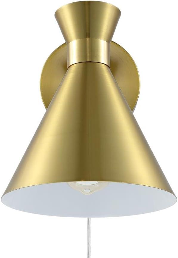 image:imageSAFAVIEH Lighting Collection Jordie Modern Brass Gold Downlight Wall Sconce Light Fixture Ideal for Bathroom Entryway Vanity Foyer Hallway Living Room LED Bulb IncludedBrass