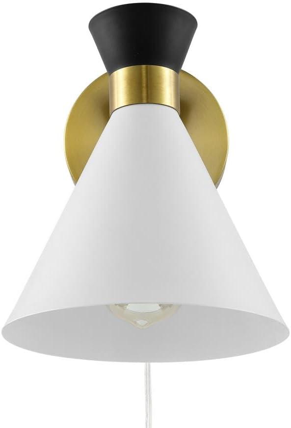 image:imageSAFAVIEH Lighting Collection Jordie Modern Brass Gold Downlight Wall Sconce Light Fixture Ideal for Bathroom Entryway Vanity Foyer Hallway Living Room LED Bulb IncludedMulticolor