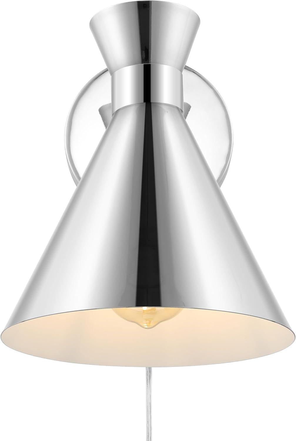 image:imageSAFAVIEH Lighting Collection Jordie Modern Brass Gold Downlight Wall Sconce Light Fixture Ideal for Bathroom Entryway Vanity Foyer Hallway Living Room LED Bulb IncludedChrome