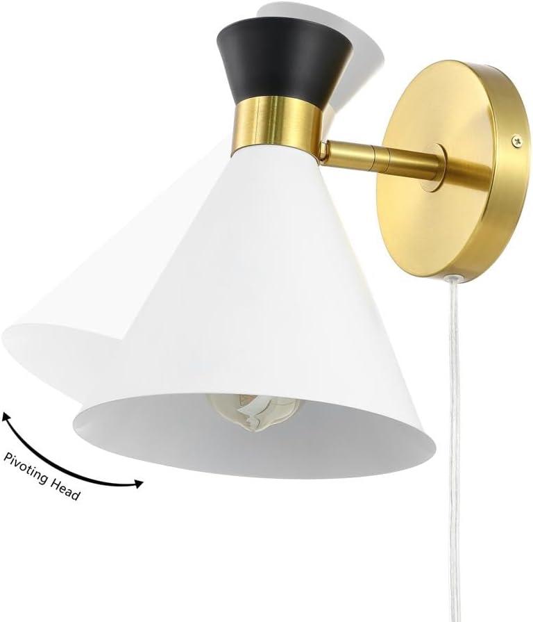 image:imageSAFAVIEH Lighting Collection Jordie Modern Brass Gold Downlight Wall Sconce Light Fixture Ideal for Bathroom Entryway Vanity Foyer Hallway Living Room LED Bulb IncludedMulticolor