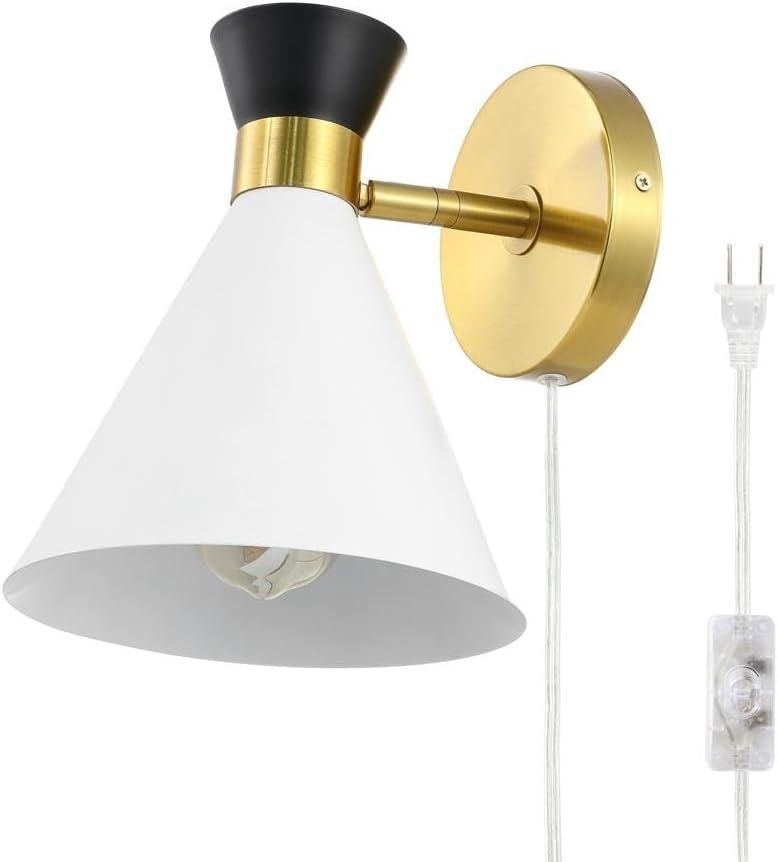 image:imageSAFAVIEH Lighting Collection Jordie Modern Brass Gold Downlight Wall Sconce Light Fixture Ideal for Bathroom Entryway Vanity Foyer Hallway Living Room LED Bulb IncludedMulticolor