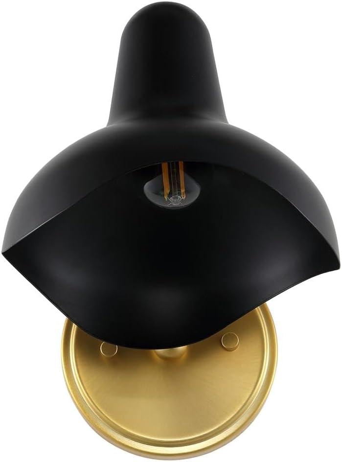 image:imageSAFAVIEH Lighting Collection Norrix BlackBrass Modern Wall Sconce Set of 2 Light Fixture Ideal for Bathroom Entryway Vanity Foyer Hallway Living Room LED Bulbs Included