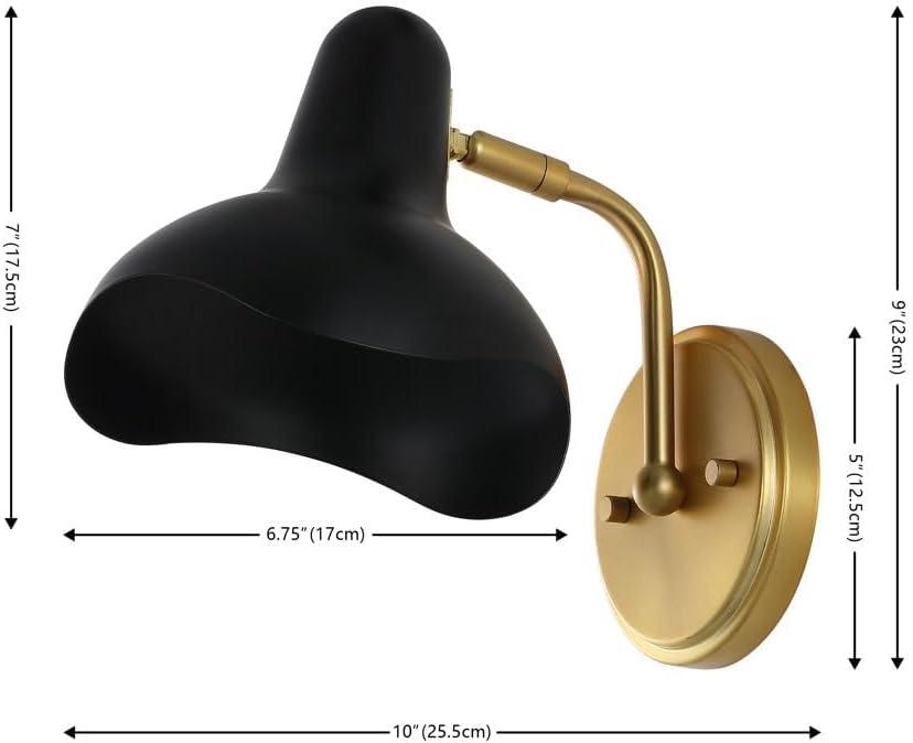 image:imageSAFAVIEH Lighting Collection Norrix BlackBrass Modern Wall Sconce Set of 2 Light Fixture Ideal for Bathroom Entryway Vanity Foyer Hallway Living Room LED Bulbs Included