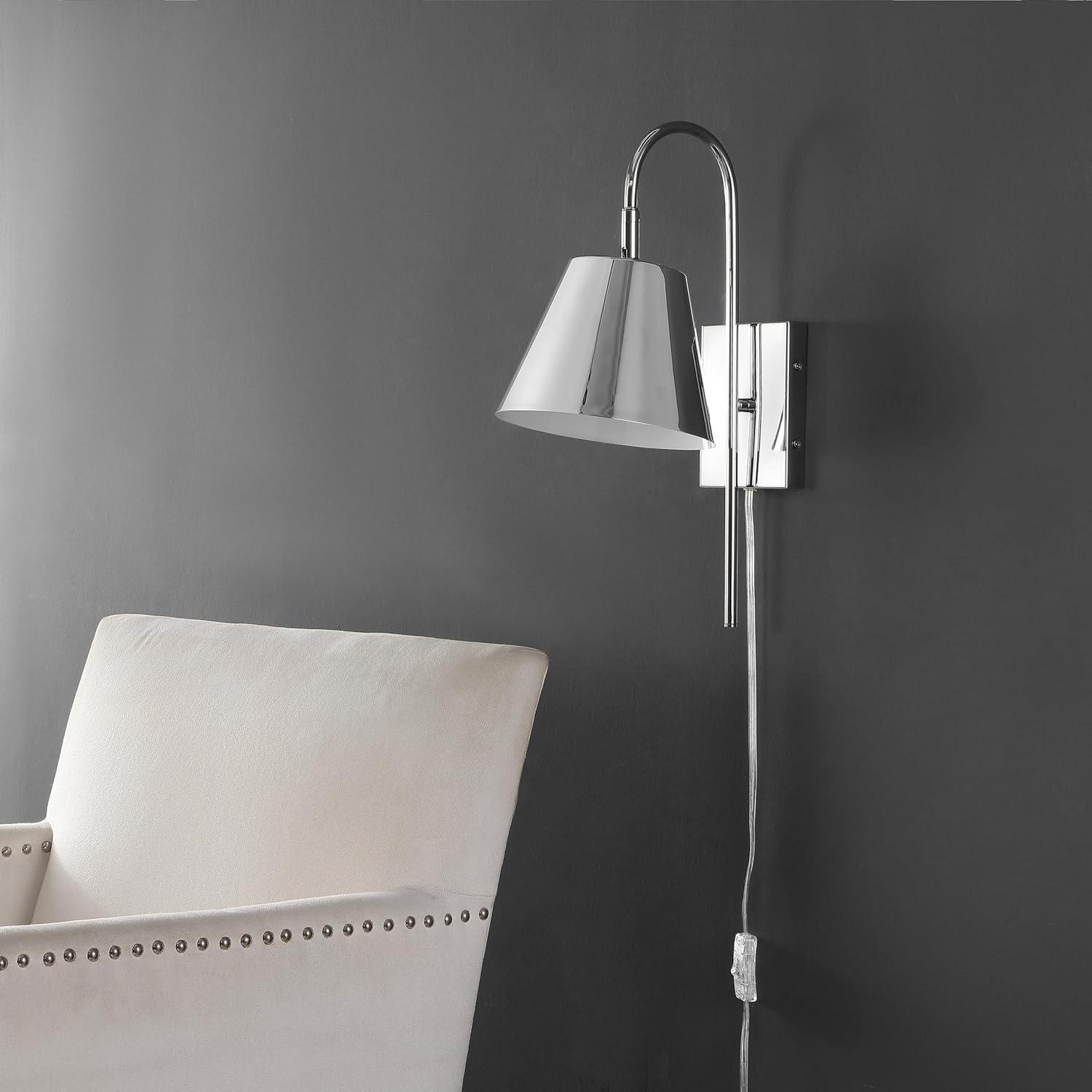 image:imageSAFAVIEH Lighting Collection Rhoeva Black Downlight Wall Sconce Light Fixture Ideal for Bathroom Entryway Vanity Foyer Hallway Living Room LED Bulb IncludedChrome