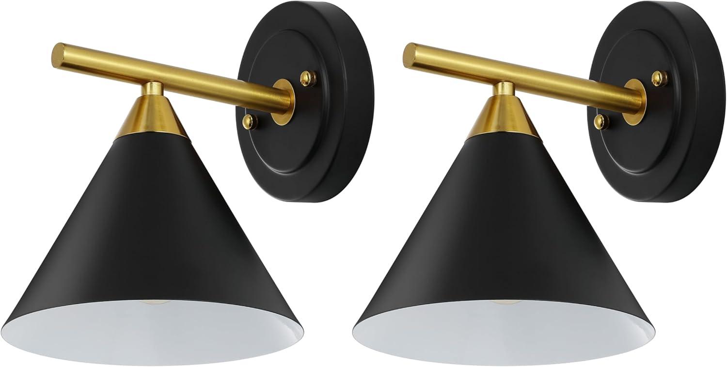 image:imageSAFAVIEH Lighting Collection Wyanet BlackBrass Modern Downlight Wall Sconce Set of 2 Light Fixture Ideal for Bathroom Entryway Vanity Foyer Hallway Living Room LED Bulbs IncludedBlackBrass