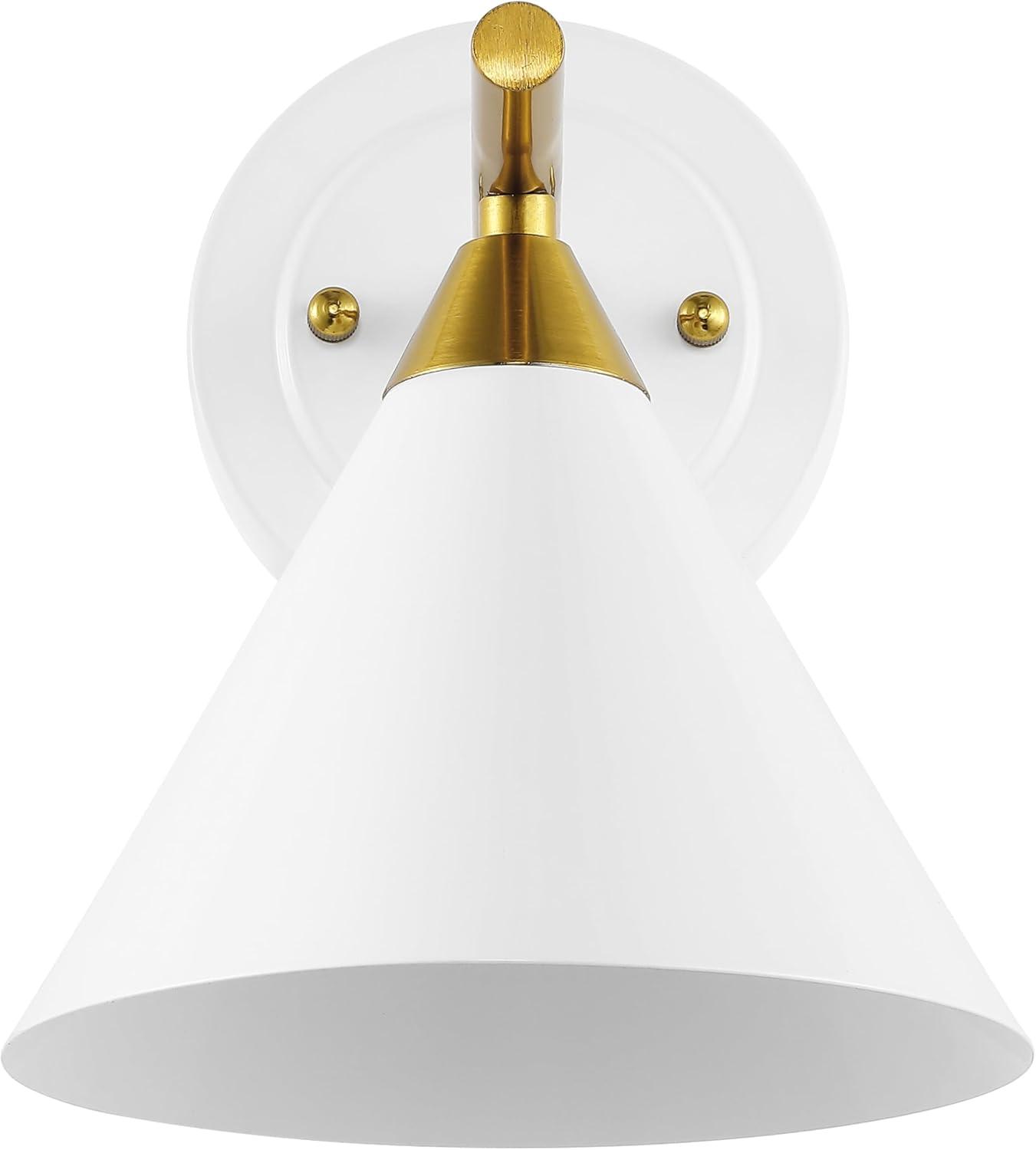 image:imageSAFAVIEH Lighting Collection Wyanet BlackBrass Modern Downlight Wall Sconce Set of 2 Light Fixture Ideal for Bathroom Entryway Vanity Foyer Hallway Living Room LED Bulbs IncludedWhiteBrass