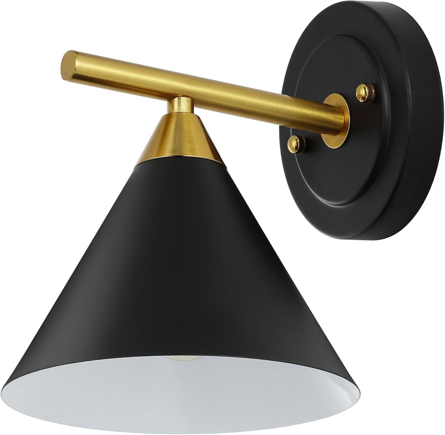 image:imageSAFAVIEH Lighting Collection Wyanet BlackBrass Modern Downlight Wall Sconce Set of 2 Light Fixture Ideal for Bathroom Entryway Vanity Foyer Hallway Living Room LED Bulbs IncludedBlackBrass
