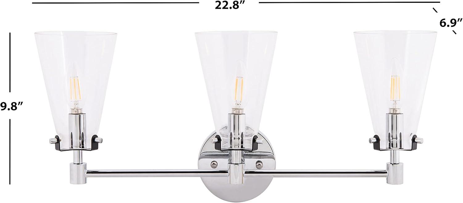 image:imageSafavieh Lighting Collection Lonsen Matte Black 3Light Vanity Sconce LED Bulb IncludedChrome Black