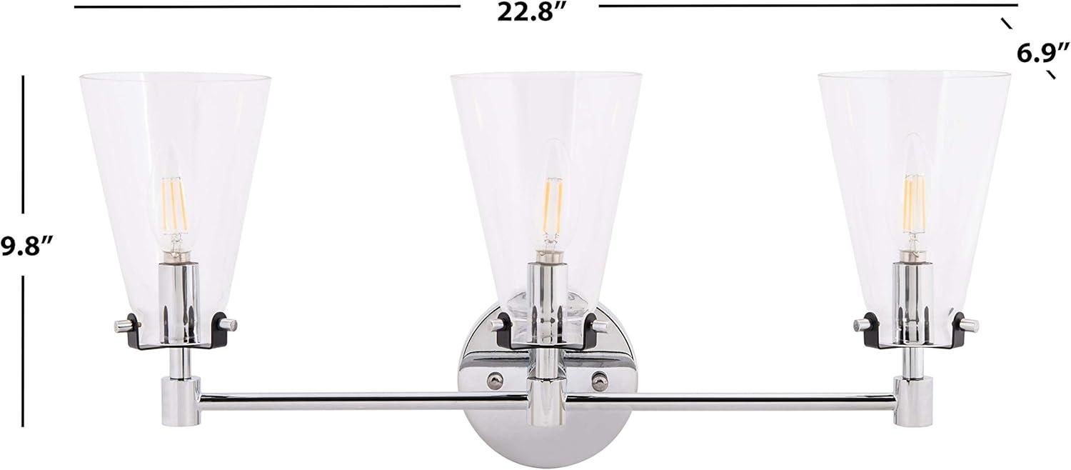 image:imageSafavieh Lighting Collection Lonsen Matte Black 3Light Vanity Sconce LED Bulb IncludedChrome Black
