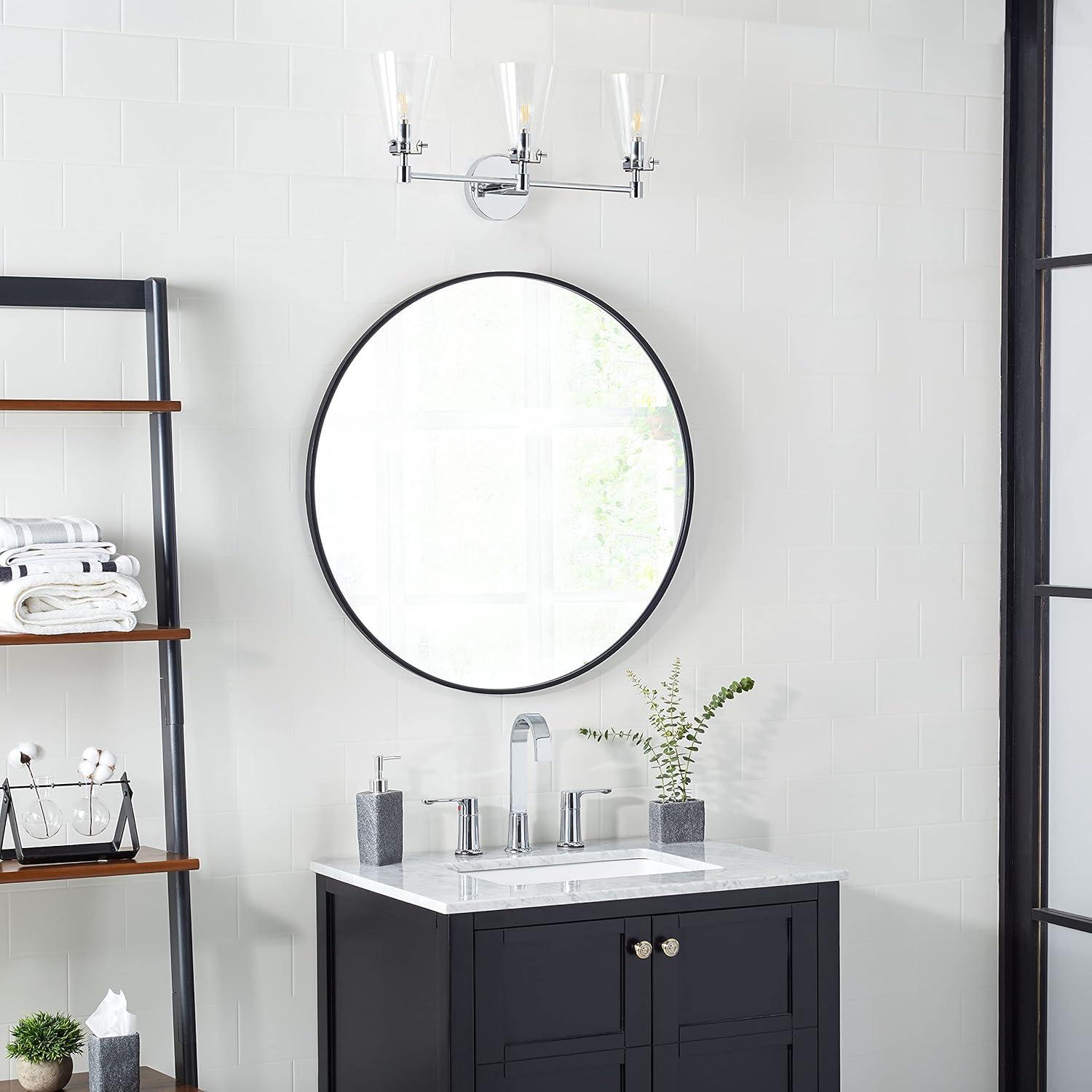image:imageSafavieh Lighting Collection Lonsen Matte Black 3Light Vanity Sconce LED Bulb IncludedChrome Black