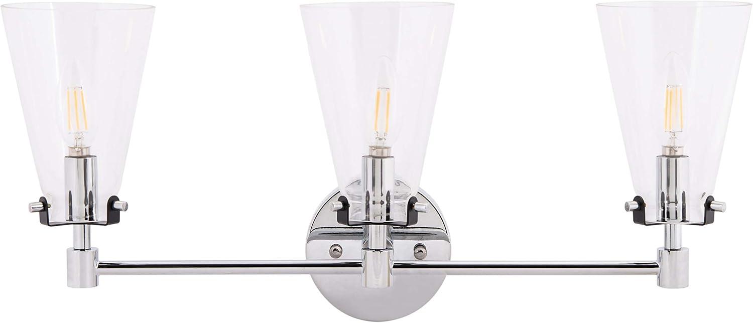 image:imageSafavieh Lighting Collection Lonsen Matte Black 3Light Vanity Sconce LED Bulb IncludedChrome Black