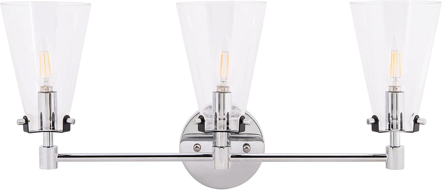 image:imageSafavieh Lighting Collection Lonsen Matte Black 3Light Vanity Sconce LED Bulb IncludedChrome Black