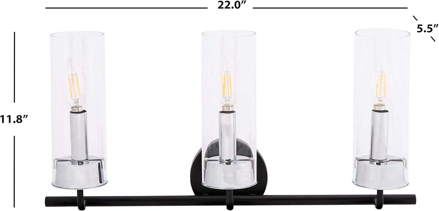 image:imageSafavieh Lighting Collection Remery Matte BlackChrome 3Light Sconce LED Bulb Included